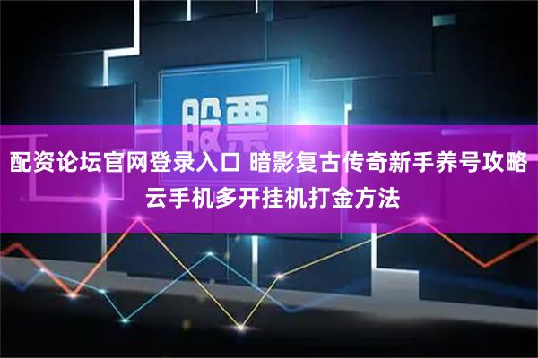 配资论坛官网登录入口 暗影复古传奇新手养号攻略 云手机多开挂机打金方法